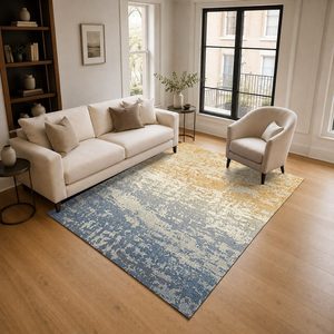 Tapis RUGS DEPOT LXDP-0223 en gros, tapis ethnique kilim en chenille imprimé numériquement, couleur terre cuite dorée, lavable en machine, antidérapant - Product Image 2