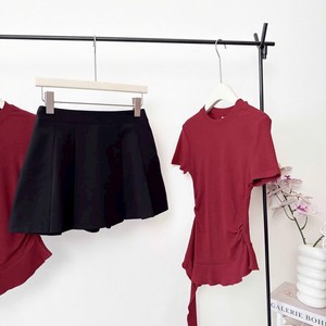 Conjunto Casual de Camiseta Ajustada de Color Sólido + Minifalda para Mujer, Venta al Por Mayor de Fábrica - Product Image 1