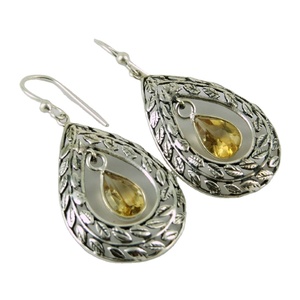 New Product ! Shri Ashapurs Jewels Bohemia Style Charm Yellow Citrine <b>Huggie</b> <b>Earrings</b> 925 <b>Sterling</b> <b>Silver</b> Christian Jewelry - Product Image 1