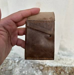 Handmade Vintage Style Genuine Cowhide Wax Pull-Up <b>Leather</b> <b>Wallet</b> Short Length with Open Button Closure <b>for</b> Men and <b>Women</b> - Product Image 3