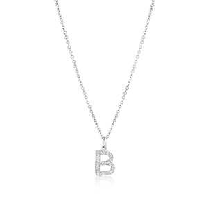 Collier avec pendentif personnalisé en micro-pavé de diamants, lettre initiale de A à Z, or pur 14 carats, argent sterling, diamant de laboratoire, pendentif en forme de lettre de l'alphabet - Product Image 2