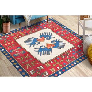 Tapis à motifs géométriques : Décoration de bureau de style vintage turc moderne, tapis en velours - Product Image 1