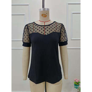Chemisier en viscose à manches courtes et col rond pour femme Jane's, avec manches ballon à pois, style décontracté, modèle 32133 - Product Image 6