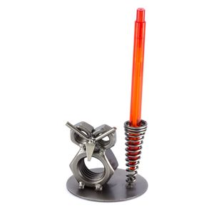 Standing Iron Metal <b>Pen</b> Pencil Holder <b>Silver</b> Finish Lightweight Contemporary Design for Home Study Room Office Tabletop Decor - Product Image 1