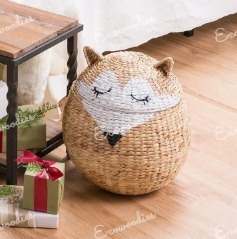 Custom Boho Rattan Storage <b>Basket</b> <b>With</b> <b>Lid</b> Home Decor Kids Toys <b>Basket</b> Woven Hamper for Babies Room Gift for Birthday - Product Image 5