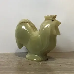 Sculpture de poulet en onyx sculptée à la main, figurine de coq en pierre naturelle, statue décorative d'animal pour la maison et le jardin - Product Image 4