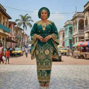 Tela de envoltura George africana de seda con cuentas de lujo con bordado de estilo de cuentas pesadas para nueva colección de ropa - Product Image 1