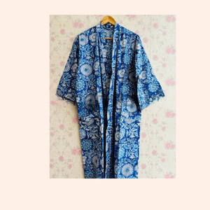 ชุดคลุมกิโมโนผ้าฝ้ายแท้ 100% สำหรับผู้หญิง พิมพ์ลายดอกไม้ด้วยมือ เหมาะสำหรับฤดูร้อน ฤดูหนาว ฤดูใบไม้ร่วง และฤดูใบไม้ผลิ - Product Image 5