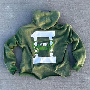 OEM Vintage Sun Fade Oversize Hoodie Flare Pierna Pantalones de chándal Personalizado Desgastado Bordado Logo Hombres Chándal - Product Image 4