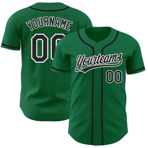 Ropa de equipo personalizada más vendida Camiseta de béisbol auténtica en blanco y negro verde Kelly personalizada - Product Image 1