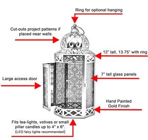 Magnifique lanterne marocaine du Ramadan en métal durable pour la décoration de la maison, utilisation en célébration, offrant une lumière douce et élégante pour la famille - Product Image 5