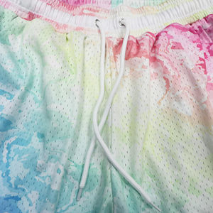 กางเกงขาสั้นบาสเก็ตบอลแนวสปอร์ตของผู้ชายกางเกงขาสั้นตาข่ายเหนือเข่าพิมพ์โลโก้ตามสั่งสี - Product Image 4