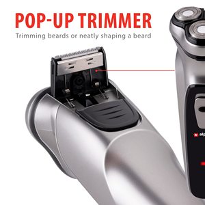 Rasoir électrique rechargeable USB pour homme 3-en-1, rasoir facial à 3 têtes flottantes, tondeuse escamotable, brosse de nettoyage lavable, capuchon de protection - Product Image 6