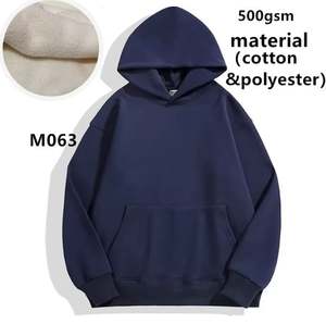 เสื้อมีฮู้ดแบบสวมหัวผ้าหนาบุขนแกะสำหรับผู้ชายสไตล์สตรีทขนาดใหญ่พิเศษพิมพ์โลโก้ได้ตาม100 - Product Image 3