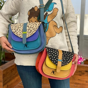 Nouveau sac à main en cuir recyclé de Style occidental sac à main multicolore véritable fait à la main femmes imprimé Animal fourrure cuir épaule sac à bandoulière - Product Image 1