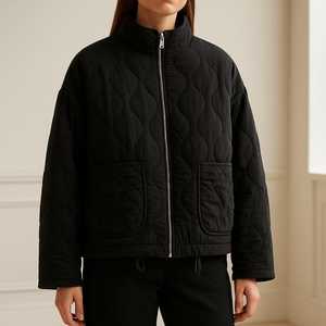 Veste matelassée en tricot pour femmes grandes tailles, manches longues, coupe confortable, chaude, respirante, imperméable, en polyester - Product Image 6