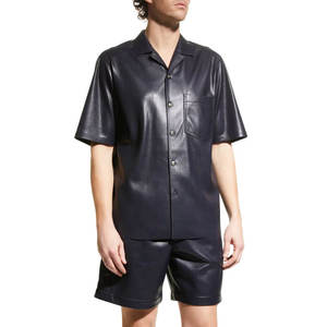 OEM Chemises en cuir décontractées avec fermeture à bouton personnalisées pour hommes avec conception de logo personnalisé bon prix de vente - Product Image 1