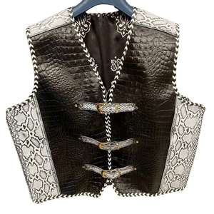 Gilet en cuir de vache véritable, effet peau de serpent, haute qualité, pour l'hiver, gilet de moto, séchage rapide, respirant - Product Image 6