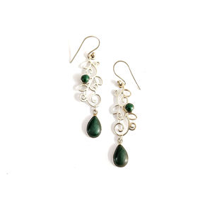 Boucles d'oreilles en argent 925 pour femmes avec pierre de malachite naturelle pour mariage et occasions spéciales, cadeau idéal - Product Image 1