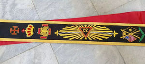 Écharpe de sécurité noire de luxe, brodée à la main avec fil de bullion, pour la franc-maçonnerie du Rite Écossais du 32e degré, haute qualité, sur mesure - Product Image 2