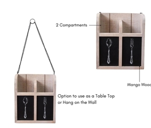 ที่ใส่ช้อนส้อมไม้สำหรับห้องครัวทำจากไม้มะม่วงที่ใส่ช้อนส้อมที่ยึดผนังตัวเลือกการติดตั้งบนเคาน์เตอร์ - Product Image 4