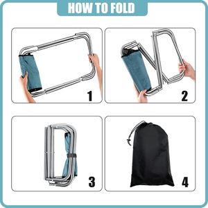 كرسي عالي الجودة مقعد محمول للصيد والتنزهات كرسي خفيف الوزن مصنوع من الألومنيوم للتخييم الخارجي مع حقيبة شبكية للتخزين - Product Image 6