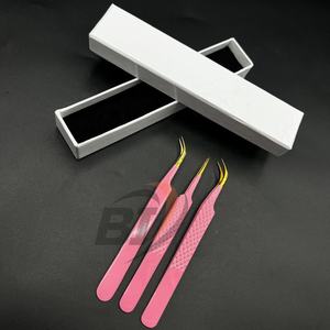 Wholesale Pink Gold Custom <b>Engraved</b> Logo Stainless Steel High Eyelash Extension Tweezers Pointed Tip Sustainable Beauty <b>Tool</b> - Product Image 5