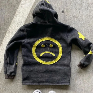 Jersey con capucha de algodón orgánico 100%, sudaderas con capucha para hombre, jersey de alta calidad, sudaderas con capucha bordadas desgastadas personalizadas para hombre - Product Image 6