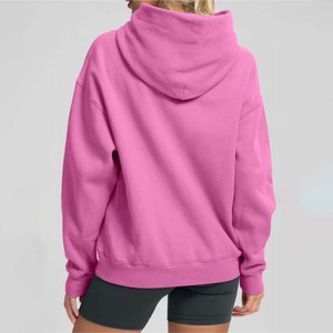 Blanc à manches longues femmes automne hiver sweats à capuche polaire sweats pull coton couleur rose avec poches kangourou - Product Image 3