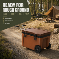 Glacière portable 50L pour le sport et le camping en plein air, design moderne, avec roues à barre de traction, fabriquée en Thaïlande