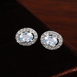 Blue Zircon Earrings 925 Sterling Silver Studs CZ Gemstone December Birthstone <b>Jewelry</b> Women Special - Product Image 5