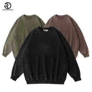 Respirant lourd 360gsm 100% coton dégradé col rond sweat lavage à l'acide pull surdimensionné sweat bas prix - Product Image 6