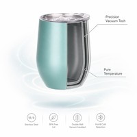 Gobelet isotherme minimaliste en acier inoxydable de 12 oz en forme de U - Tasse élégante et fine - Mug ergonomique isolé pour le bureau et les voyages