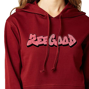 Sudadera con capucha de punto sólido informal de gran tamaño de algodón 100% para mujer de calidad Premium, Jersey corto con hombros caídos estampado, ropa de calle de invierno - Product Image 4