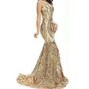 Vestido de Noche de Alta Calidad para Damas, Elegante, para Cena o Fiesta, Sin Mangas, con Lentejuelas, Corte Sirena, Modelo para Anfitrionas - Product Image 4
