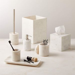 Juego de Baño de Mármol Hecho a Mano de Primera Calidad con Marca Privada para Áreas de Tocador Elegantes que Proporciona una Organización Estilosa y un Diseño Ordenado - Product Image 2