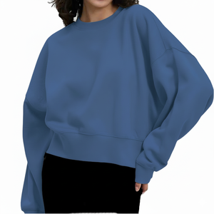 Sweat-shirt à col rond surdimensionné pour femme, polaire douce, baggy, pull décontracté, manches longues, chaud, hiver, streetwear, haut tendance - Product Image 1