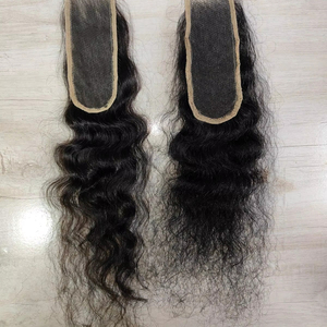 2/6 HD para extensión de cabello humano indio alineado con cutícula de encaje transparente con textura de onda profunda - Product Image 1