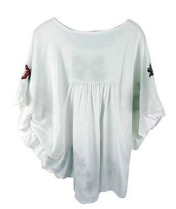 Top holgado de algodón 100%, bordado verde, para niñas - Product Image 2