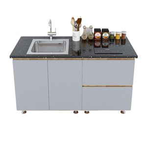 Gabinetes de Cocina Bajos Modernos de 1.4m, Madera Sólida con Madera de Caucho, Estilo Francés y Shaker, Tablero de MDF y Melamina, Tipo Isla TBD68011 - Product Image 2