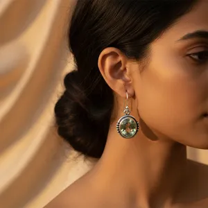 Boucles d'oreilles pendantes en argent 925 avec améthyste verte pour femmes, produit cadeau tendance - Product Image 1