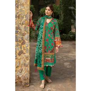 Ensemble de costume Khaddar pour femmes, respirant, 3 pièces, non cousu, broderie à la main, imprimé, K-52032 - Product Image 2