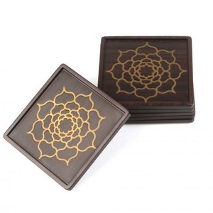 Brown Wooden <b>Coasters</b> With Brass Inlay Design Custom Sized & Design Multipurpose Decorative Wood Brass Inlay <b>Table</b> <b>Coaster</b> - Product Image 6