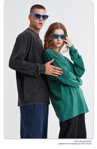 เสื้อยืดแขนยาวผ้าบาติก250กรัมสำหรับผู้ชายเสื้อยืดวินเทจแขนยาว - Product Image 4