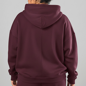 Sweat-shirts pour femmes sur mesure ODM/OEM, couleur unie, surdimensionné, fermeture éclair, logo brodé personnalisé, sweat-shirt pour femmes - Product Image 2