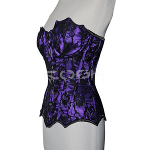 Corsé Victoriano Morado de Satén con Malla Negra, Talla Grande, Disfraz Burlesco, Ropa de Club, Lencería - Product Image 4