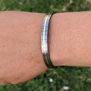 Handmade Damascus <b>Bracelet</b> Brass Inlay Damascus <b>Bracelet</b> Hand Forged Damascus <b>Bracelet</b> 18 mm Width - Product Image 2