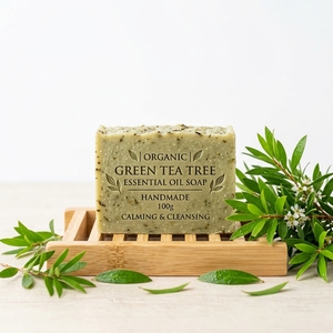 Natural Energy 100% Organic Tea Tree Essential Oil <b>Soap</b> Bar - 100g Premium Cold Processed Anti-<b>Acne</b> Cleansing <b>Soap</b> - Product Image 1