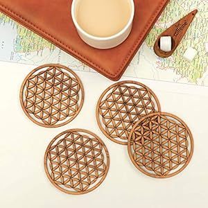 Posavasos de madera de estilo japonés ligero personalizado corte láser CNC grabado diseño Ying Yang posavasos espiritual clásico - Product Image 4