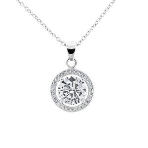 18k White Gold Plated <b>Silver</b> Halo <b>Necklace</b> | <b>Crystal</b> <b>Necklace</b> for Women, Gift for Her - Product Image 2